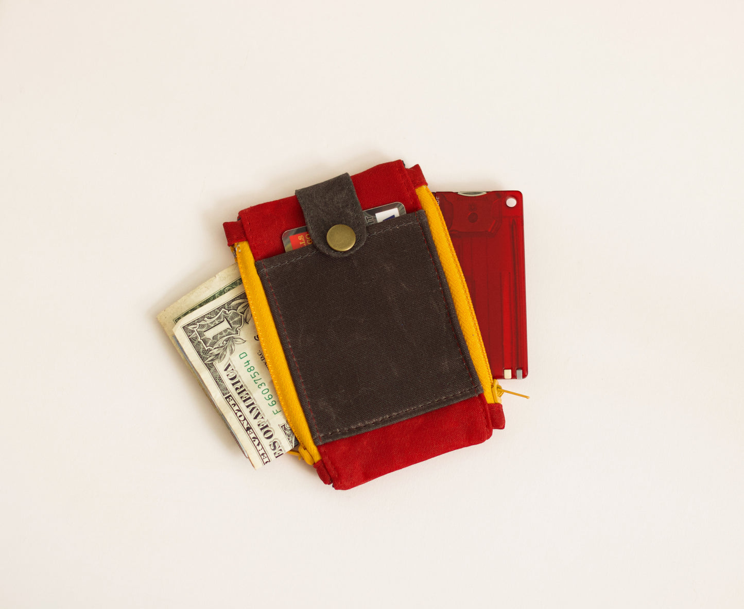 Cartera chapulín, cartera táctica con doble cremallera, cartera EDC para hombres, cartera de bolsillo para viaje, cartera de lona encerada para hombres