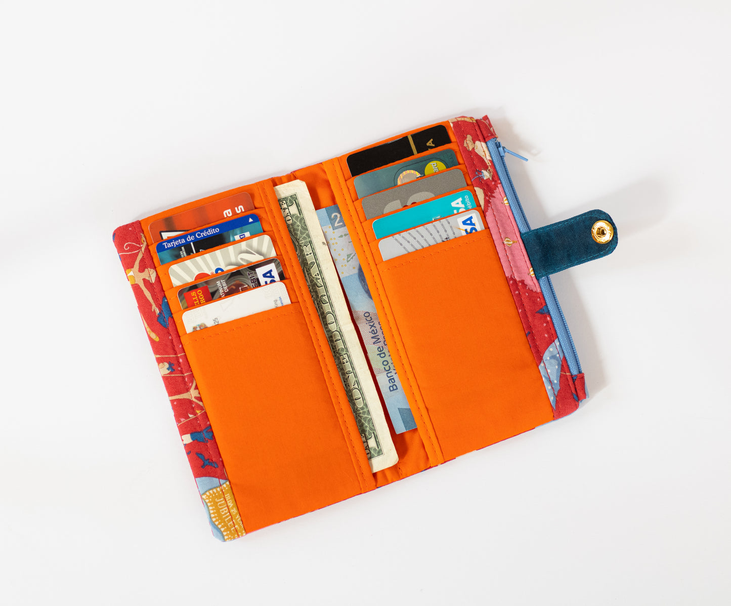 Cartera larga con temática de circo para mujer, cartera colorida y única, cartera larga de algodón resistente para mujer, cartera linda y femenina