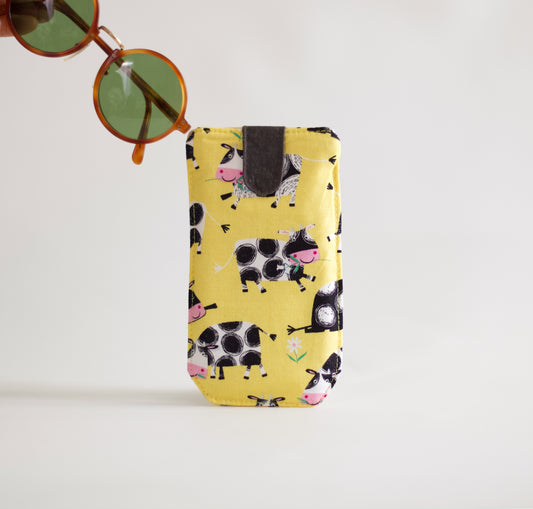 linda bolsa para gafas de sol de vacas, estuche de gafas alegre y divertida, funda de gafas kawaii suave y única