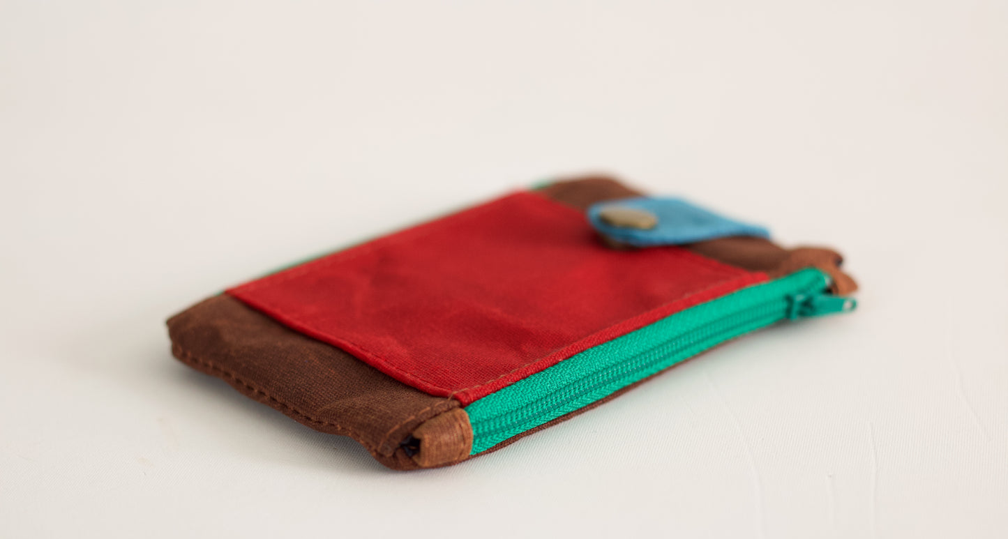 Cartera EDC para hombre, cartera de bolsillo para viajes, cartera hecha a mano de lona encerada, cartera táctica mini