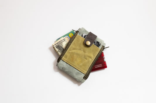 Cartera táctica de lona encerada para hombres: cartera de bolsillo con doble cremallera