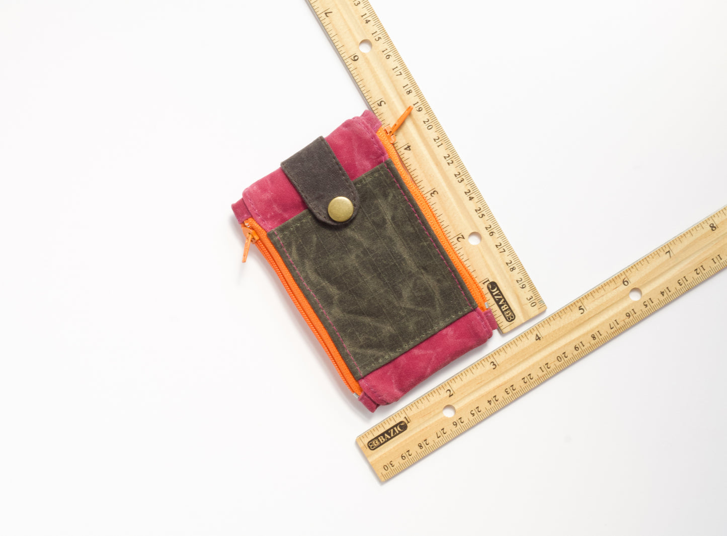 Cartera EDC de lona encerada para mujer: bolsa porta identificación con doble cremallera, estuche para audífonos