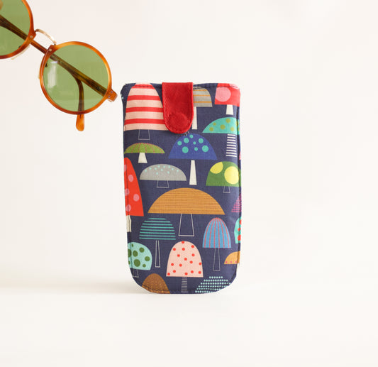 Bolsa para gafas de sol de hongos, estuche para gafas divertido y colorido, bolsa de tela para gafas de setas coloridas