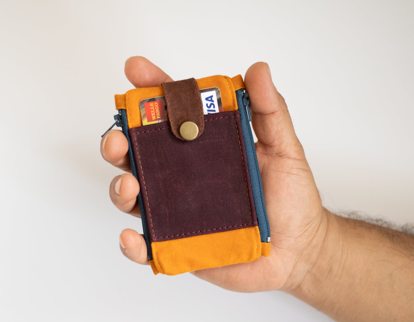 Cartera EDC de bolsillo con cremallera para hombres: cartera de lona encerada para exteriores