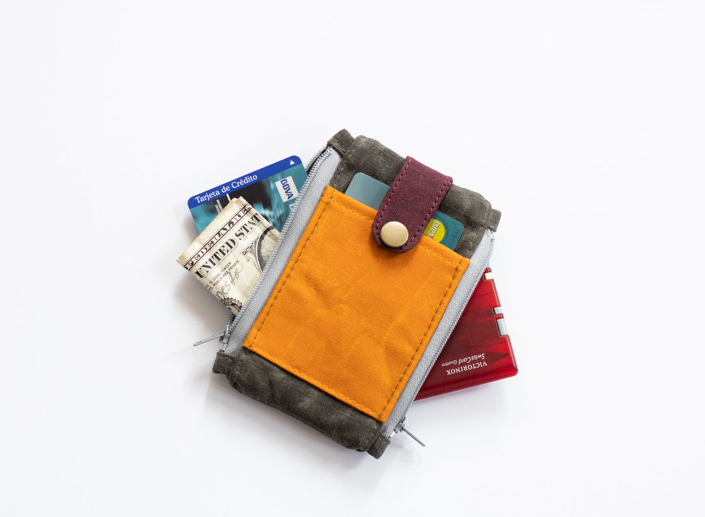 Cartera táctica de lona encerada para hombre, cartera EDC para exteriores, cartera de bolsillo con compartimentos