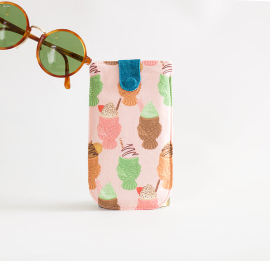 Estuche para gafas de sorbete, bolsa de helado para gafas de sol, bolsa kawaii para gafas de sol, estuche para gafas de colores pastel, estuche de tela para gafas de sol
