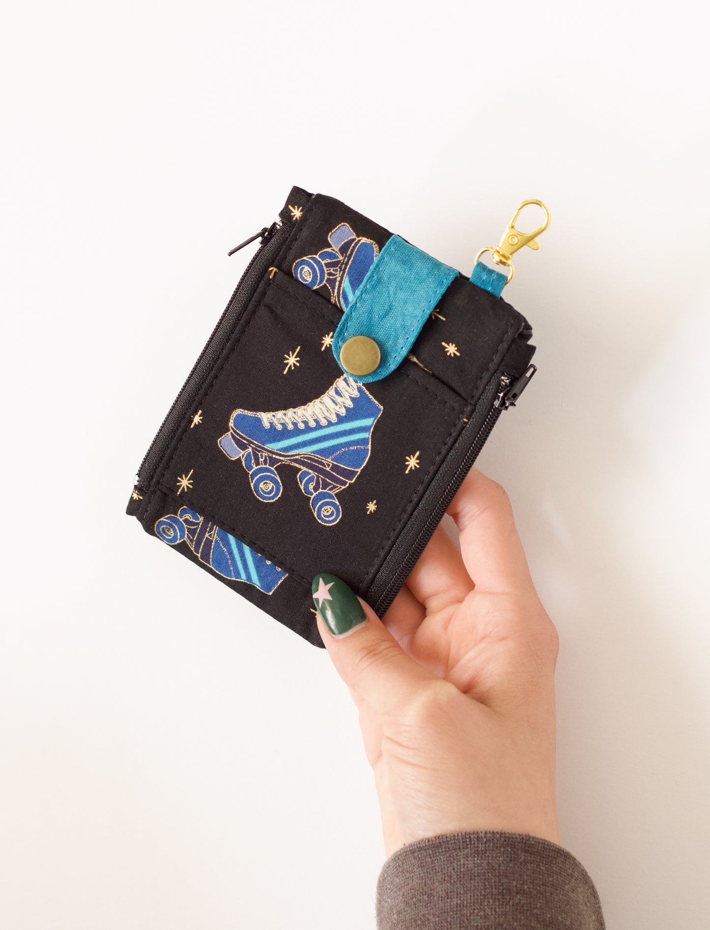 Cartera pequeña de patines, cartera de llavero de tela, mini cartera de los años 80, bonito regalo para ella