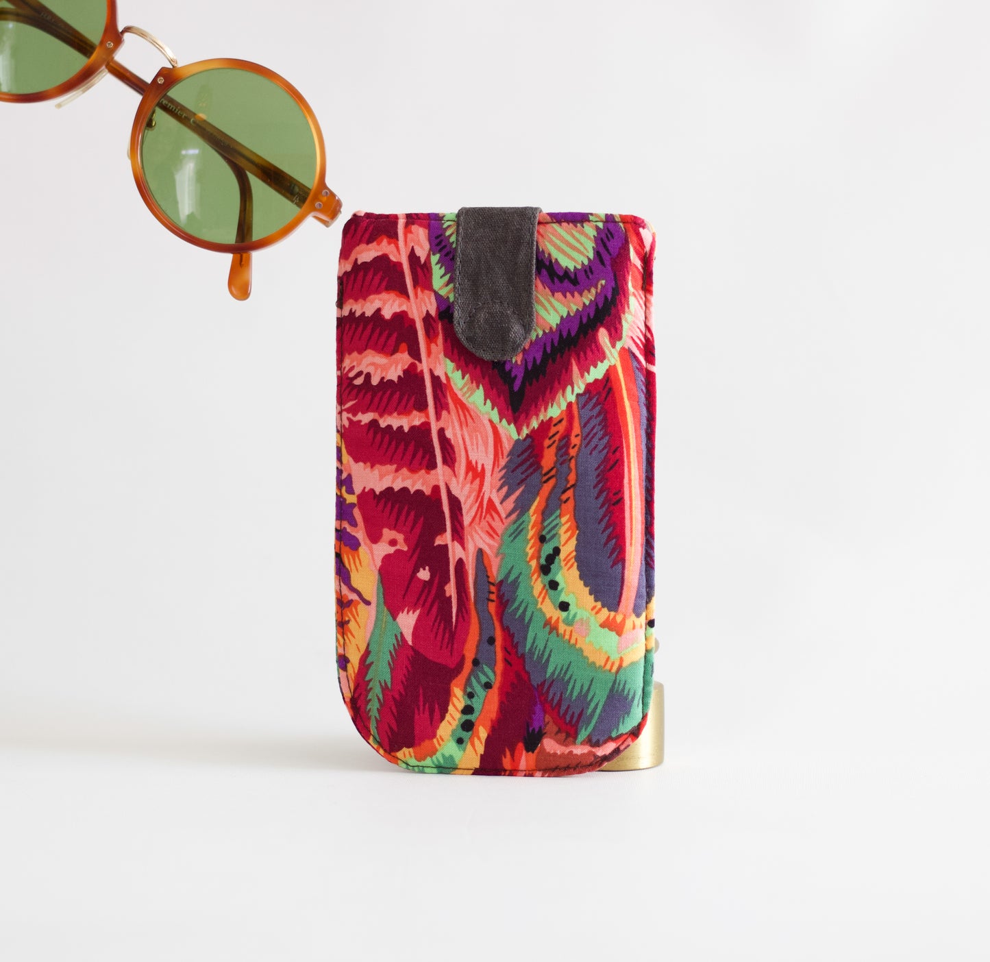 Bolsa para gafas de plumas maximalista abstracta, estuche de gafas de sol único de tela suave, estuche grueso de gafas