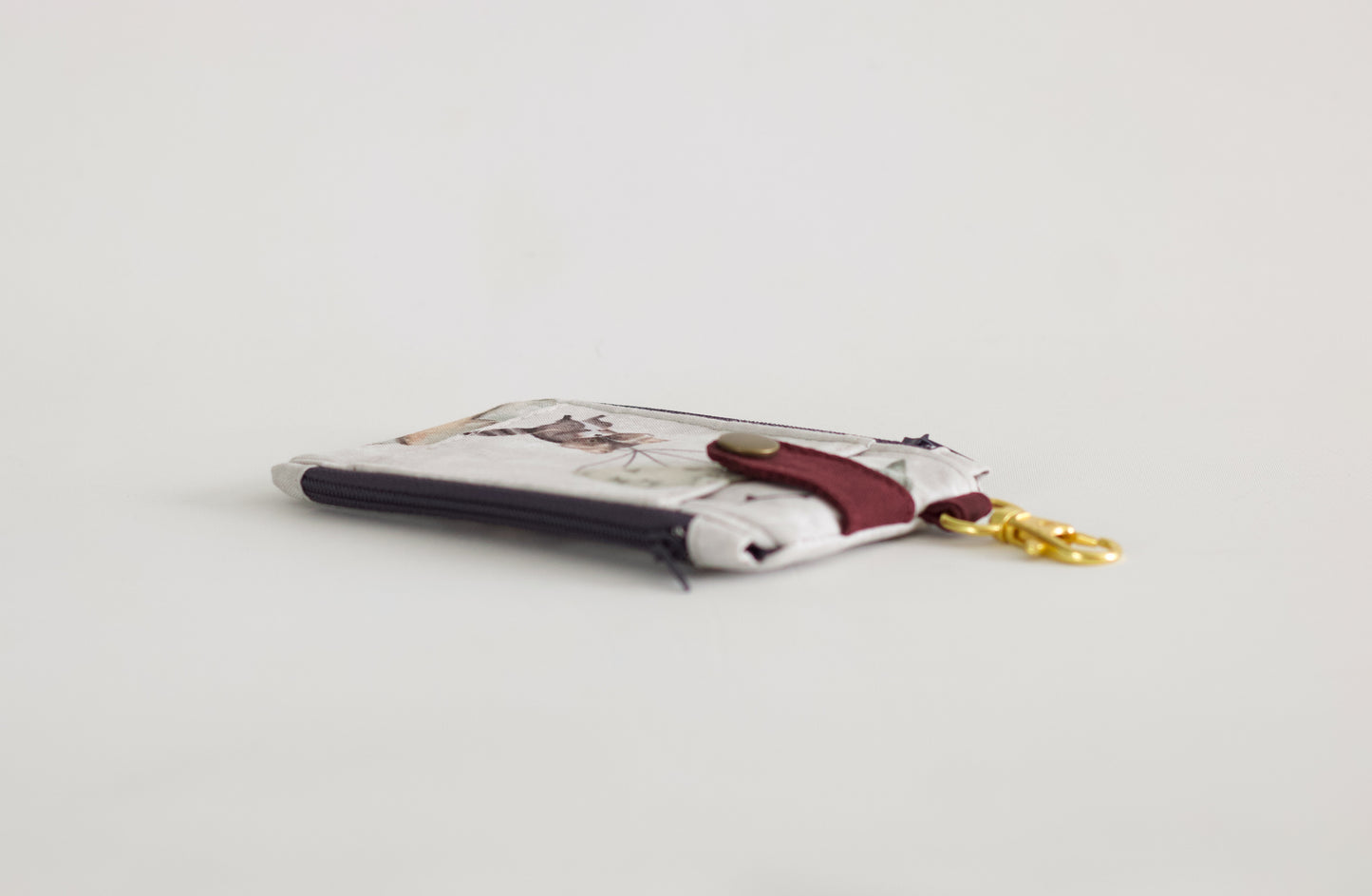Cartera mini de mapache con doble cremallera, mini monedero kawaii, cartera de bolsillo, cartera de algodón linda para mujer