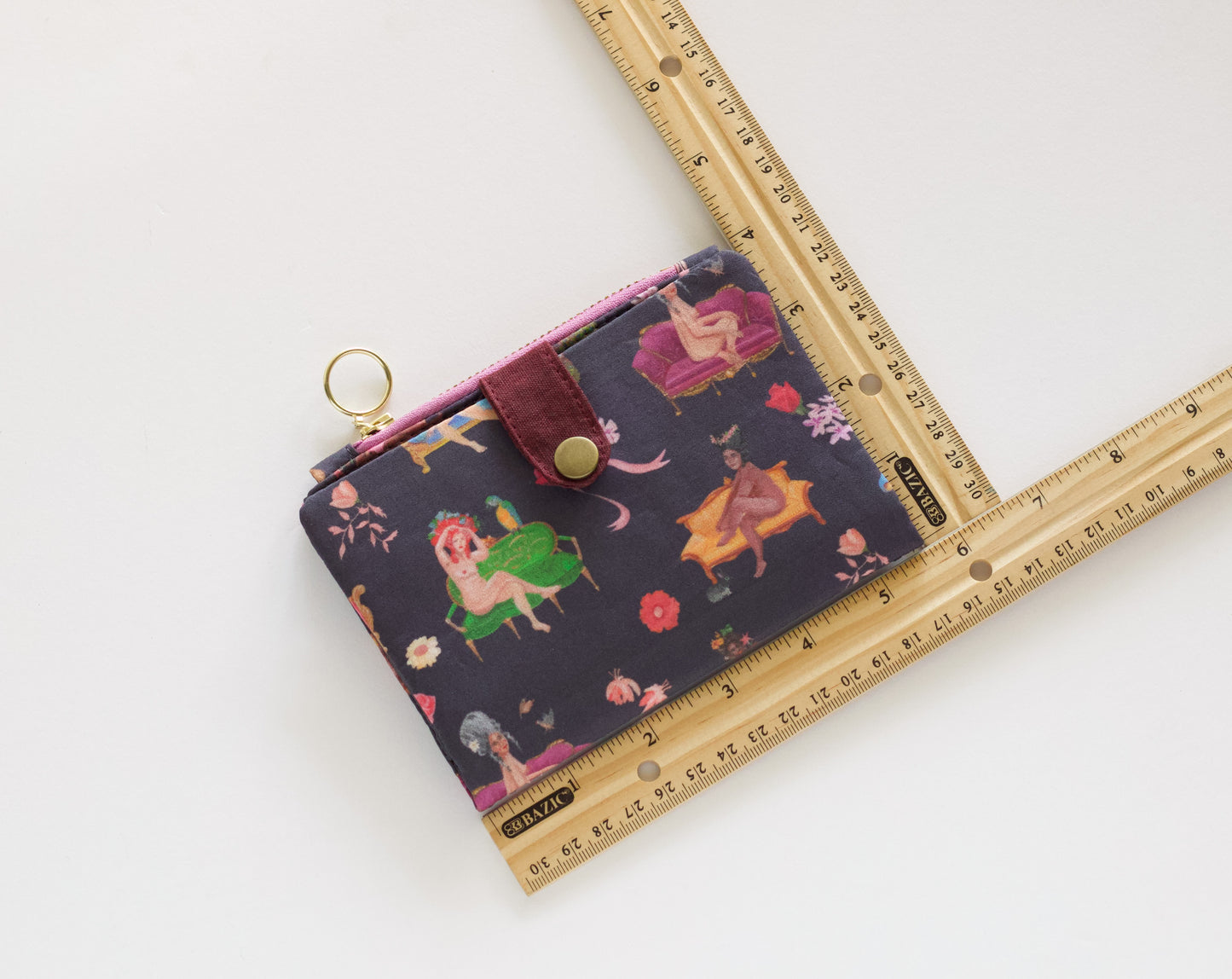 Cartera rococó para mujer, regalo de San Valentín para ella, cartera funky, cartera vegana plegable, cartera mediana con cremallera, organizador de tarjetas de crédito