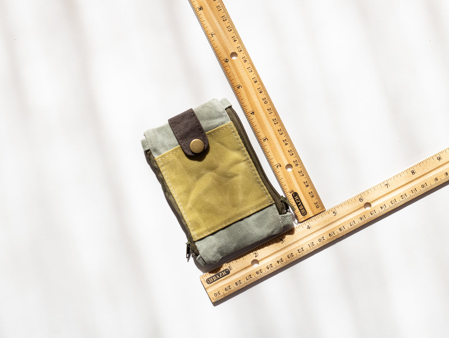 Cartera táctica de lona encerada para hombres: cartera de bolsillo con doble cremallera