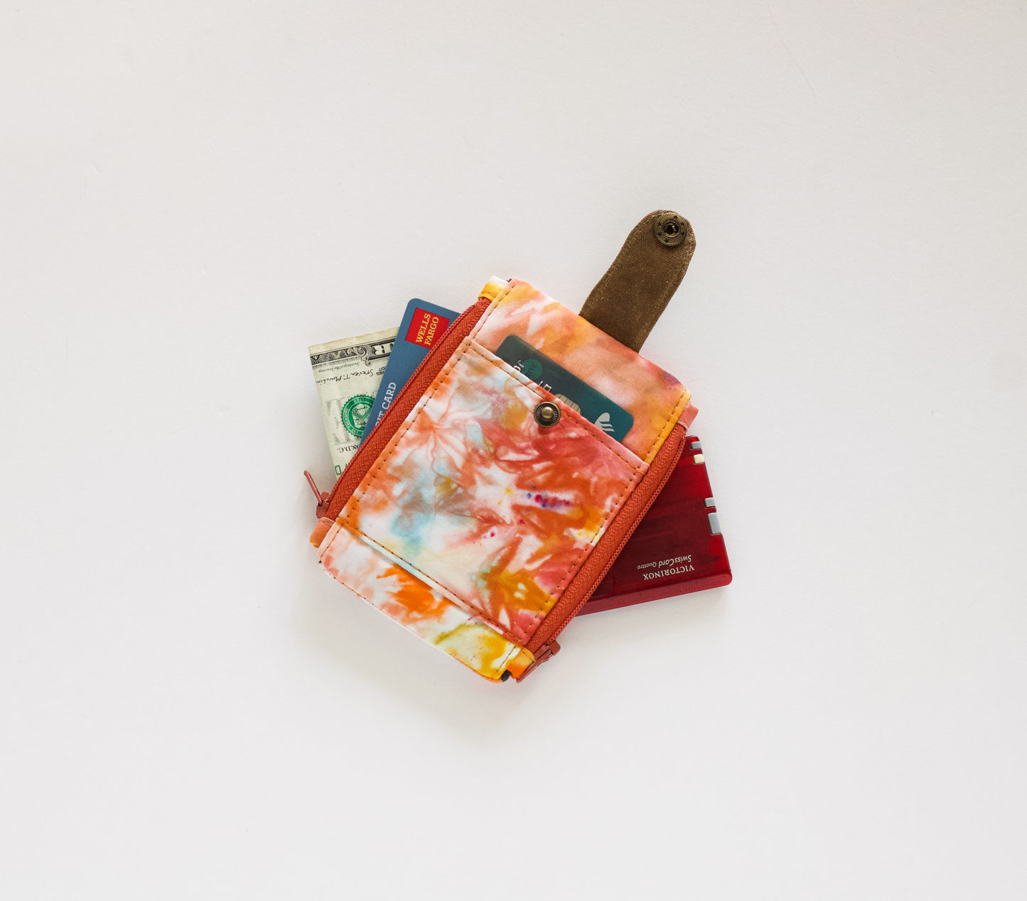 Cartera tie dye para hombre, cartera pequeña EDC, cartera con bolsillo frontal para identificación, cartera ligera de bolsillo, regalo para él