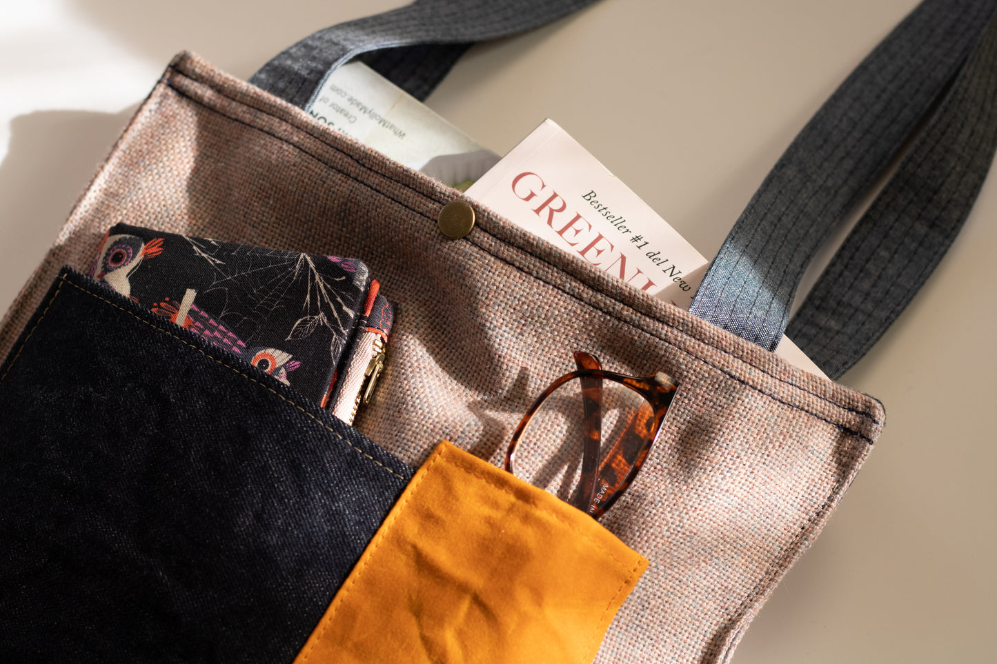 Bolso de mano tejido de tela: bolso de mujer boho hecho a mano