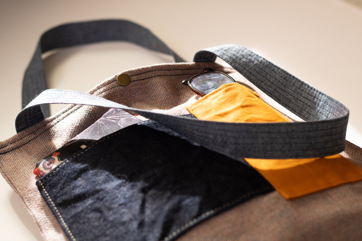 Bolso de mano tejido de tela: bolso de mujer boho hecho a mano